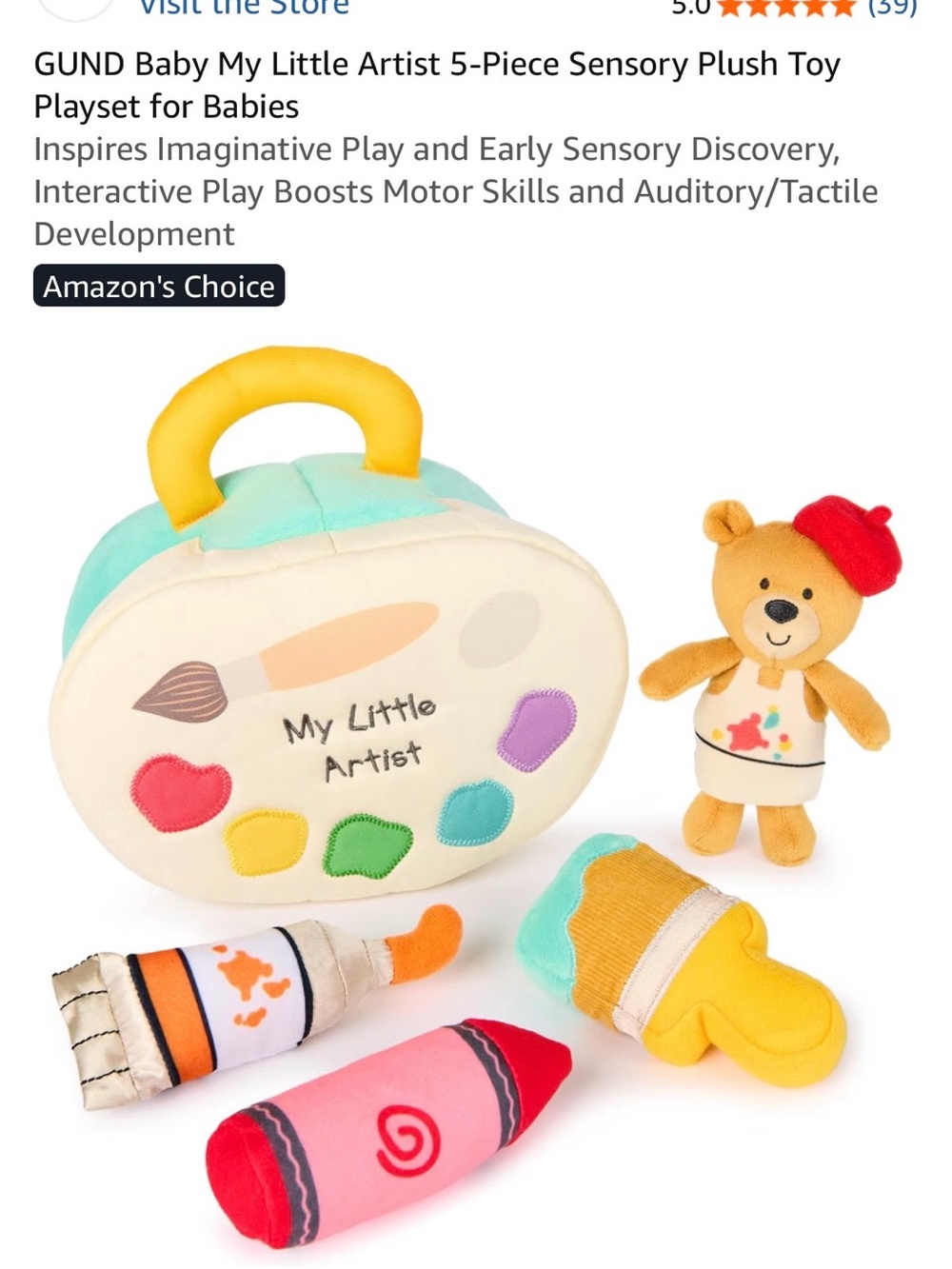 GUND My Little Artist 5-Piece Plush Sensory Playset